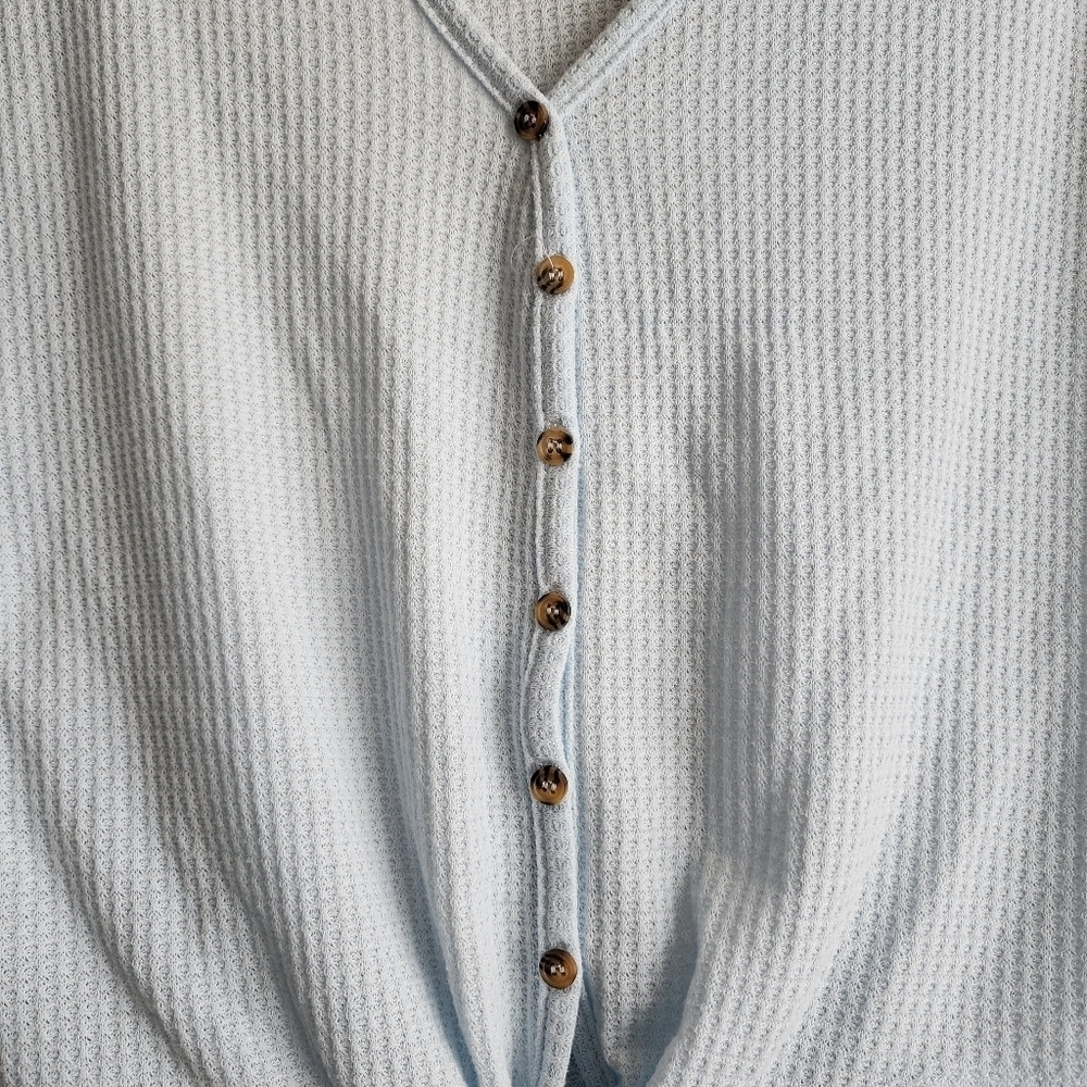 Hippie Rose Sky Blue Button-Down Short Sleeve Juniors Top Size M - Picture 6 of 10